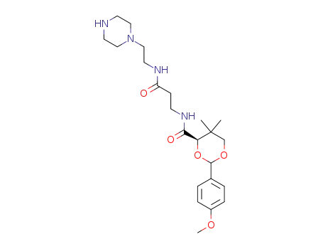 (4R)-2-(4-methoxyphenyl)-5,5-dimethyl-N-(3-oxo-3-(2-(piperazin-1-yl)ethylamino)propyl)-1,3-dioxane-4-carboxamide
