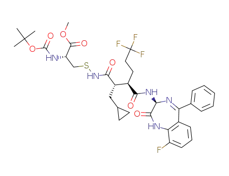 (R)-methyl 2-((tert-butoxycarbonyl)amino)-3-(((2S,3R)-2-(cyclopropylmethyl)-6,6,6-trifluoro-3-(((S)-9-fluoro-2-oxo-5-phenyl-2,3-dihydro-1H-benzo[e][1,4]diazepin-3-yl)carbamoyl)hexanamido)thio)propanoate