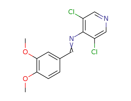 Molecular Structure of 1454574-38-9 (3,5-dichloro-N-((3,4-dimethoxy)benzylidene)pyridin-4-amine)