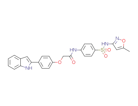 Molecular Structure of 1357149-22-4 (2-[4-(1H-indol-2-yl)phenoxy]-N-{4-[N-(5-methylisoxazol-3-yl)sulfamoyl]phenyl}acetamide)