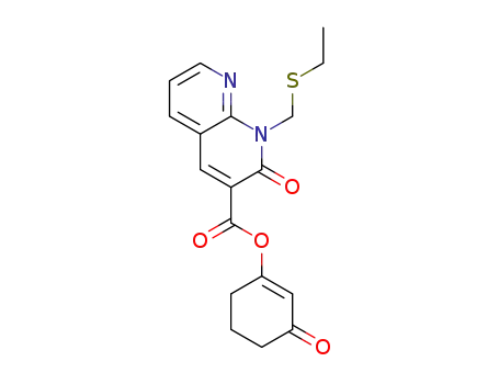 Molecular Structure of 1239164-58-9 (3-oxo-1-cyclohexenyl 1-(ethylthiomethyl)-2-oxo-1,2-dihydro-1,8-naphthyridine-3-carboxylate)