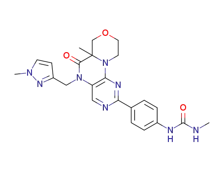 Molecular Structure of 1268473-88-6 (1-methyl-3-(4-(6a-methyl-5-((1-methyl-1H-pyrazol-3-yl)methyl)-6-oxo-5,6,6a,7,9,10-hexahydro-[1,4]oxazino[3,4-h]pteridin-2-yl)phenyl)urea)