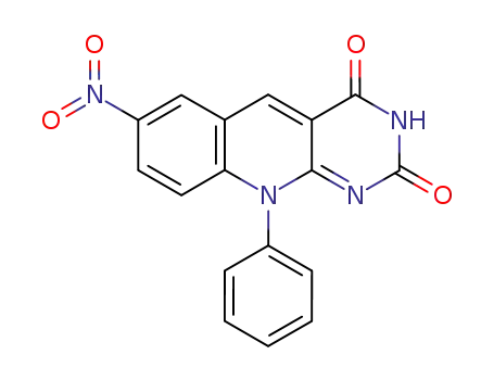 Molecular Structure of 84459-36-9 (Pyrimido[4,5-b]quinoline-2,4(3H,10H)-dione, 7-nitro-10-phenyl-)
