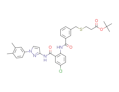 tert-butyl 3-(3-(4-chloro-2-(1-(3,4-dimethylphenyl)-1H-pyrazol-3-yl-carbamoyl)phenylcarbamoyl)benzylthio)propanoate