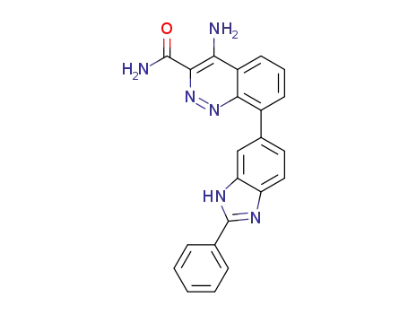 Molecular Structure of 1463056-15-6 (4-amino-8-(2-phenyl-1H-benzo[d]imidazol-6-yl)cinnoline-3-carboxamide)