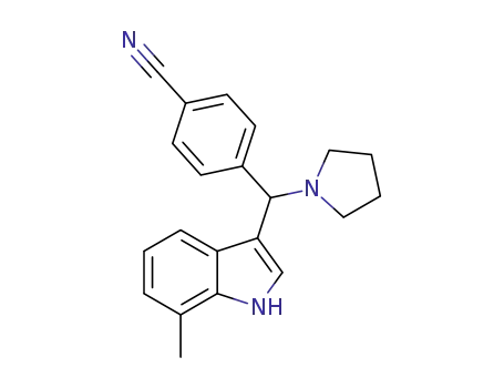 Molecular Structure of 1634687-10-7 (4-((7-methyl-1H-indol-3-yl)(pyrrolidin-1-yl)methyl)benzonitrile)