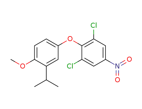 Molecular Structure of 156740-82-8 (Benzene, 1,3-dichloro-2-[4-methoxy-3-(1-methylethyl)phenoxy]-5-nitro-)