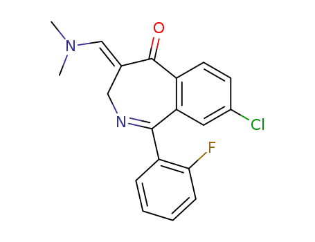 Molecular Structure of 58582-30-2 (5H-2-Benzazepin-5-one,
8-chloro-4-[(dimethylamino)methylene]-1-(2-fluorophenyl)-3,4-dihydro-)
