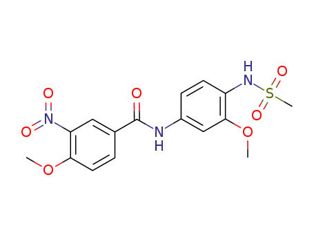 Molecular Structure of 870090-63-4 (Benzamide,
4-methoxy-N-[3-methoxy-4-[(methylsulfonyl)amino]phenyl]-3-nitro-)