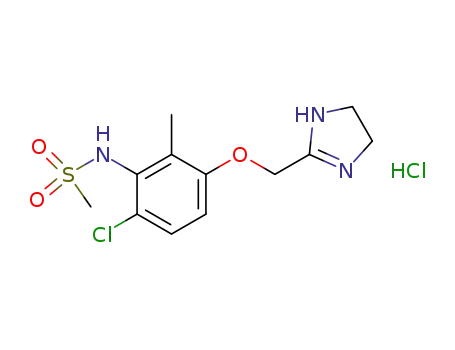 Molecular Structure of 219311-43-0 (Methanesulfonamide,N-[6-chloro-3-[(4,5-dihydro-1H-imidazol-2-yl)methoxy]-2-methylphenyl]-,hydrochloride (1:1))