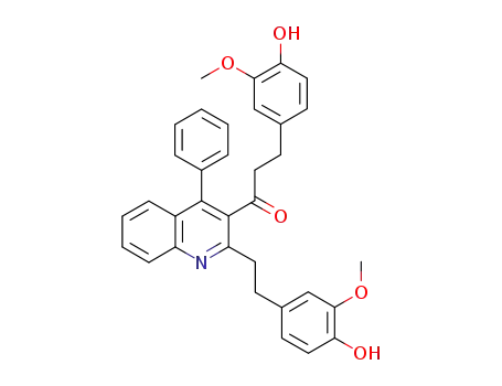 Molecular Structure of 1408335-42-1 (1-(2-(4-hydroxy-3-methoxyphenethyl)-4-phenylquinolin-3-yl)-3-(4-hydroxy-3-methoxyphenyl)propan-1-one)