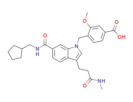 4-<<6-<N-(cyclopentylmethyl)carbamoyl>-3-<2-(N-methylcarbamoyl)ethyl>indol-1-yl>methyl>-3-methoxybenzoic acid