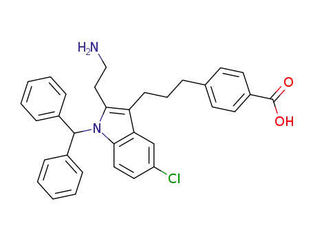 Molecular Structure of 847203-50-3 (Benzoic acid,
4-[3-[2-(2-aminoethyl)-5-chloro-1-(diphenylmethyl)-1H-indol-3-yl]propyl]-)