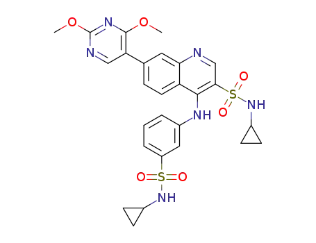 N-cyclopropyl-4-((3-(N-cyclopropylsulfamoyl)phenyl)amino)-7-(2,4-dimethoxypyrimidin-5-yl)quinoline-3-sulfonamide