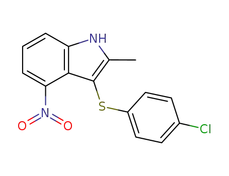 Molecular Structure of 628737-12-2 (1H-Indole, 3-[(4-chlorophenyl)thio]-2-methyl-4-nitro-)