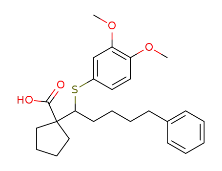 Molecular Structure of 193550-42-4 (Cyclopentanecarboxylic acid,
1-[1-[(3,4-dimethoxyphenyl)thio]-5-phenylpentyl]-)