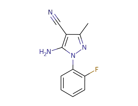 Molecular Structure of 1072944-83-2 (5-Amino-1-(2-fluorophenyl)-3-methyl-1H-pyrazole-4-carbonitrile)