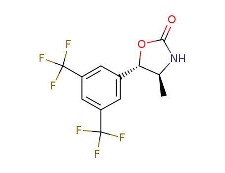 Molecular Structure of 875444-06-7 (2-Oxazolidinone, 5-[3,5-bis(trifluoromethyl)phenyl]-4-methyl-, (4S,5S)-)