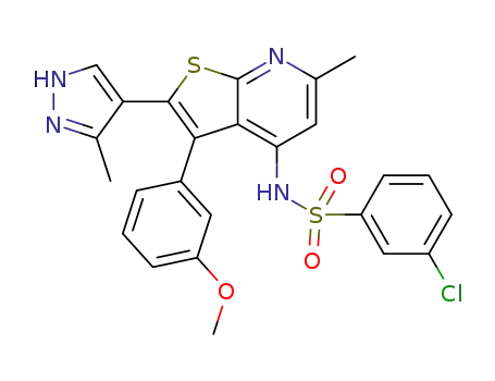 3-chloro-N-[6-methyl-3-[3-(methyloxy)phenyl]-2-(3-methyl-1H-pyrazol-4-yl)thieno[2,3-b]pyridin-4-yl]benzenesulfonamide