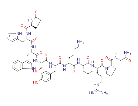 Molecular Structure of 52671-12-2 (PYR-HIS-TRP-SER-TYR-D-LYS-LEU-ARG-PRO-GLY-NH2)