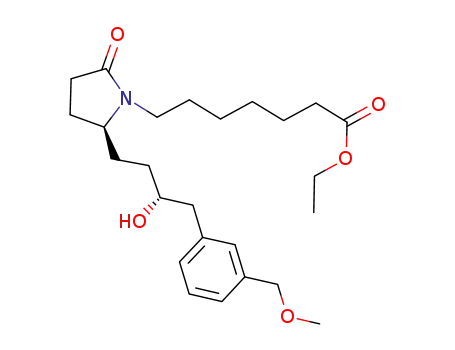 Molecular Structure of 431989-20-7 (1-Pyrrolidineheptanoic acid,
2-[(3R)-3-hydroxy-4-[3-(methoxymethyl)phenyl]butyl]-5-oxo-, ethyl ester,
(2S)-)