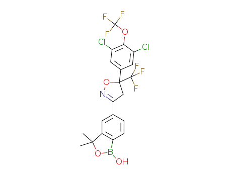 Molecular Structure of 1437779-34-4 (5-(5-(3,5-Dichloro-4-(trifluoromethoxy)phenyl)-5-(trifluoromethyl)-4,5-dihydro-isoxazol-3-yl)-3,3-dimethylbenzo[c][1,2]oxaborol-1(3H)-ol)