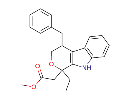 Pyrano[3,4-b]indole-1-acetic acid,
1-ethyl-1,3,4,9-tetrahydro-4-(phenylmethyl)-, methyl ester
