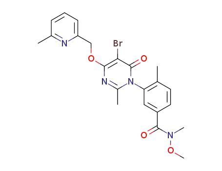3-[5-bromo-2-methyl-4-(6-methyl-pyridin-2-ylmethoxy)-6-oxo-6H-pyrimidin-1-yl]-N-methoxy-4,N-dimethyl-benzamide