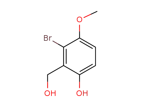 Molecular Structure of 917113-25-8 (Benzenemethanol, 2-bromo-6-hydroxy-3-methoxy-)