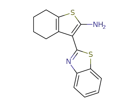 Molecular Structure of 143361-87-9 (3-BENZOTHIAZOL-2-YL-4,5,6,7-TETRAHYDRO-BENZO[B]THIOPHEN-2-YLAMINE)