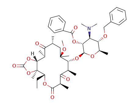 5-(2-O-benzoyl-4-O-benzyl-mycaminosyl)-3-O-descladinosyl-6-O-methyl-3-oxo-erythronolide A 11,12-cyclic carbonate