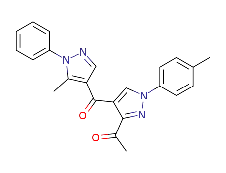Molecular Structure of 1100744-59-9 (3-acetyl-4-(5-methyl-1-phenyl-1H-pyrazol-4-carbonyl)-1-(4-methylphenyl)pyrazole)