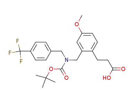 Molecular Structure of 205676-97-7 (2-[N-(tert-butoxycarbonyl)-N-(4-trifluoromethylbenzyl)aminomethyl]-4-methoxydihydrocinnamic acid)