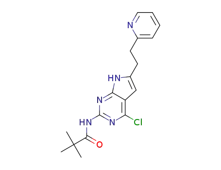 Molecular Structure of 514225-32-2 (N-[4-chloro-6-(2-pyridin-2-ylethyl)-7H-pyrrolo[2,3-d]pyrimidin-2-yl]-2,2-dimethylpropanamide)