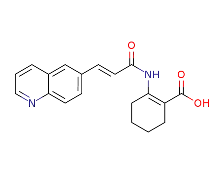 Molecular Structure of 1616119-00-6 ((E)-2-(3-(quinolin-6-yl)acrylamido)cyclohex-1-enecarboxylic acid)