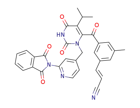 3-(3-{3-[2-(1,3-dioxo-1,3-dihydro-isoindol-2-yl)-pyridin-4-ylmethyl]-5-isopropyl-2,6-dioxo-1,2,3,6-tetrahydro-pyrimidine-4-carbonyl}-5-methyl-phenyl)-acrylonitrile