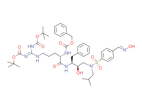 benzyl (1S)-1-[({(1S,2R)-1-benzyl-2-hydroxy-3-[({4-[(E)-(hydroxyimino)methyl]phenyl}sulfonyl)(isobutyl)amino]propyl}amino)carbonyl]-4-[((Z)-[(tert-butoxycarbonyl)amino]{[(Z)-tert-butoxycarbonyl]imino}methyl)amino]butylcarbamate