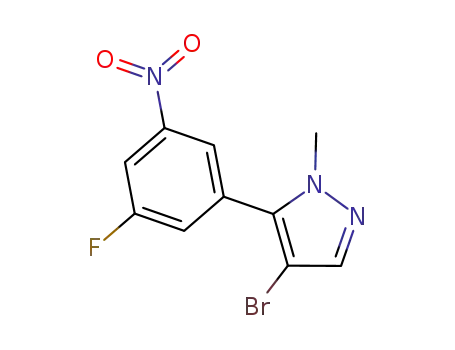 Molecular Structure of 573711-82-7 (1H-Pyrazole, 4-bromo-5-(3-fluoro-5-nitrophenyl)-1-methyl-)
