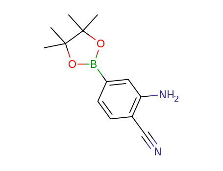 Molecular Structure of 1384855-33-7 (2-Amino-4-(tetramethyl-1,3,2-dioxaborolan-2-yl)benzonitrile)