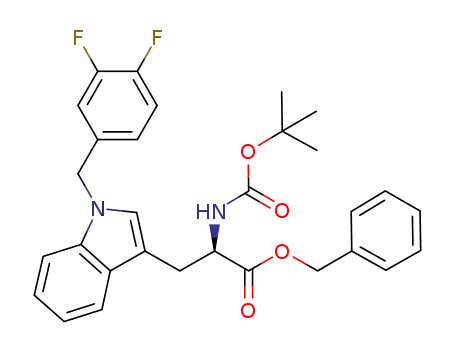 Molecular Structure of 862403-29-0 (D-Tryptophan,
1-[(3,4-difluorophenyl)methyl]-N-[(1,1-dimethylethoxy)carbonyl]-,
phenylmethyl ester)