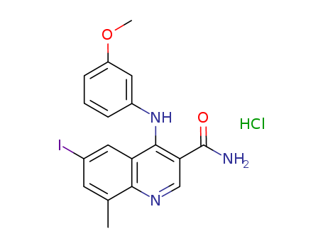 6-Iodo-4-((3-methoxyphenyl)amino)-8-methylquinoline-3-carboxamide hydrochloride