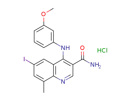 Molecular Structure of 801315-47-9 (6-iodo-4-(3-MethoxyphenylaMino)-8-Methylquinoline-3-carboxaMide)