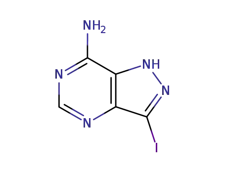 Molecular Structure of 162791-82-4 (1H-Pyrazolo[4,3-d]pyrimidin-7-amine, 3-iodo-)