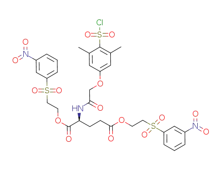 Molecular Structure of 651728-55-1 (L-Glutamic acid, N-[[4-(chlorosulfonyl)-3,5-dimethylphenoxy]acetyl]-,
bis[2-[(3-nitrophenyl)sulfonyl]ethyl] ester)