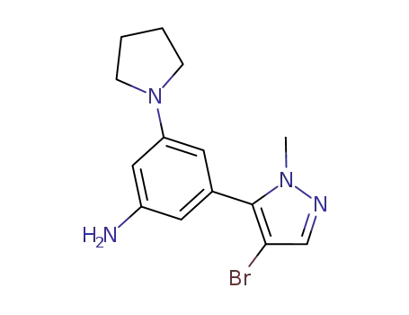 Benzenamine, 3-(4-bromo-1-methyl-1H-pyrazol-5-yl)-5-(1-pyrrolidinyl)-