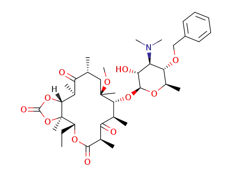 5-(4-O-benzyl-mycaminosyl)-3-O-descladinosyl-6-O-methyl-3-oxo-erythronolide A?11,12-cyclic carbonate
