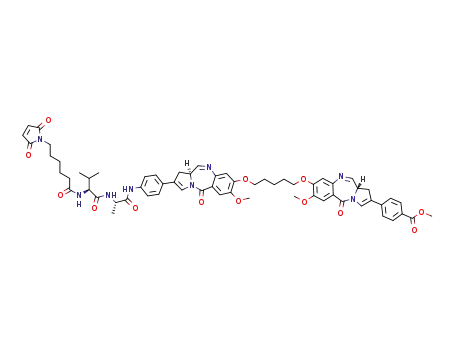 methyl 4-((S)-8-((5-(((S)-2-(4-((S)-2-((S)-2-(6-(2,5-dioxo-2,5-dihydro-1H-pyrrol-1-yl)hexanamido)-3-methylbutanamido)propanamido)phenyl)-7-methoxy-5-oxo-5,11a-dihydro-1H-benzo[e]pyrrolo[1,2-a][1,4]diazepin-8-yl)oxy)pentyl)oxy)-7-methoxy-5-oxo-5,11a-dihydro-1H-benzo[e]pyrrolo[1,2-a][1,4]diazepin-2-yl)benzoate