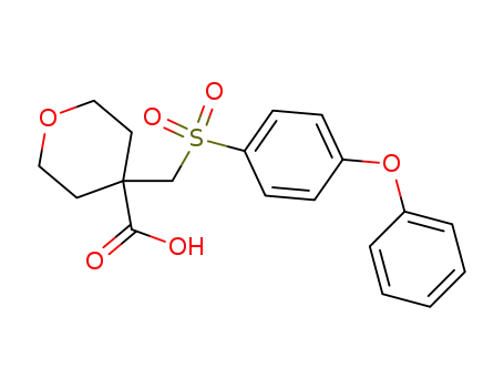 Molecular Structure of 193022-57-0 (2H-Pyran-4-carboxylic acid,
tetrahydro-4-[[(4-phenoxyphenyl)sulfonyl]methyl]-)