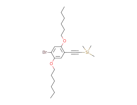 Molecular Structure of 910056-56-3 ({[4-bromo-2,5-bis(hexyloxy)phenyl]ethynyl}trimethylsilane)
