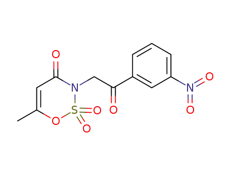 Molecular Structure of 1621619-40-6 (6-methyl-3-[2-(3-nitrophenyl)-2-oxoethyl]-1,2,3-oxathiazin-4(3H)-one 2,2-dioxide)